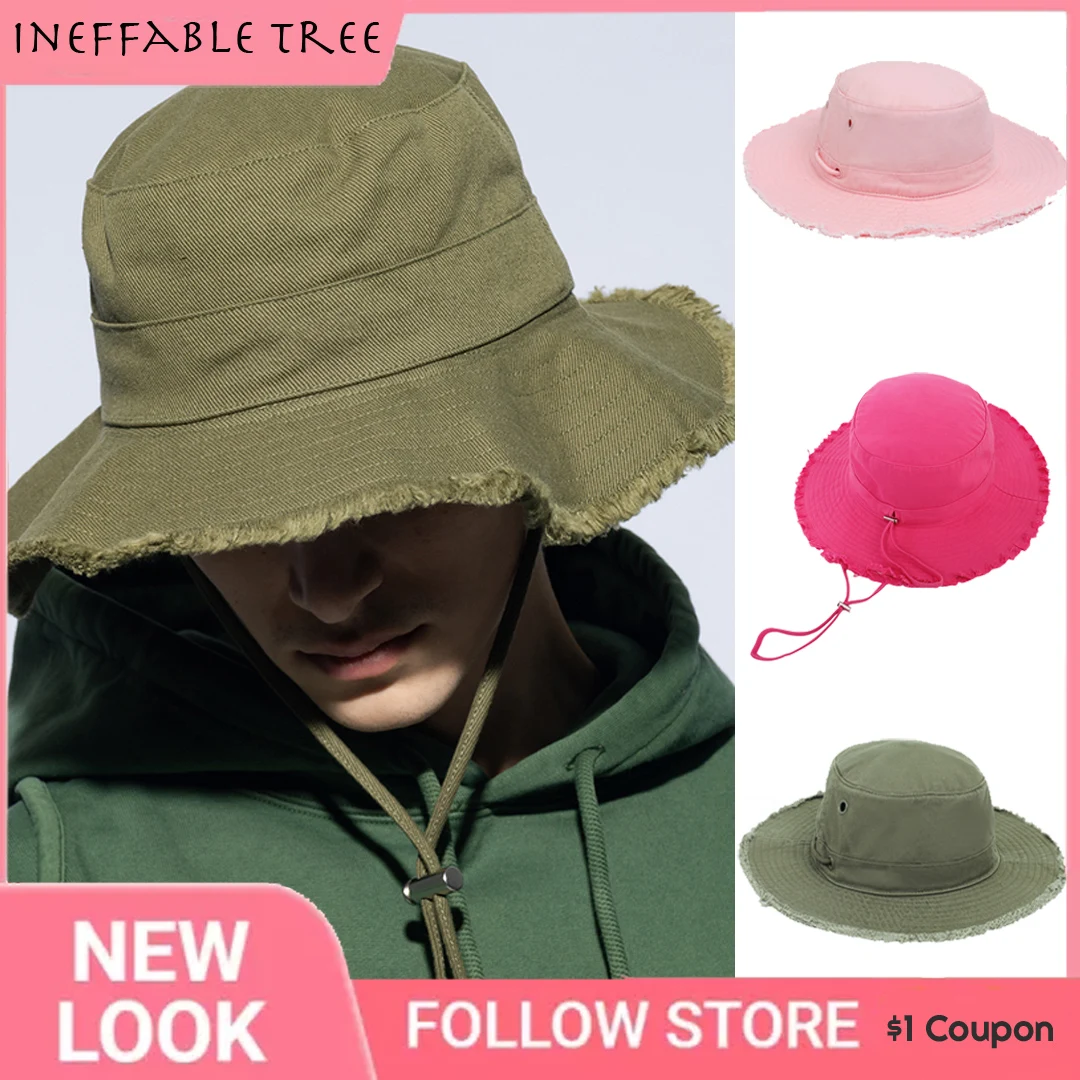 Big Head Leisure Protection Sun Protect Beach Cotton Bucket Hat Washed Edging Men's Outdoor Hiking Travel Panama Cap Casquettes