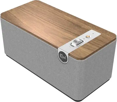 Premium Bluetooth Speaker System with Two Full Range Drivers, 4.5" Woofer, Bluetooth 5.3 up to 40 ft Range, Walnut Finish