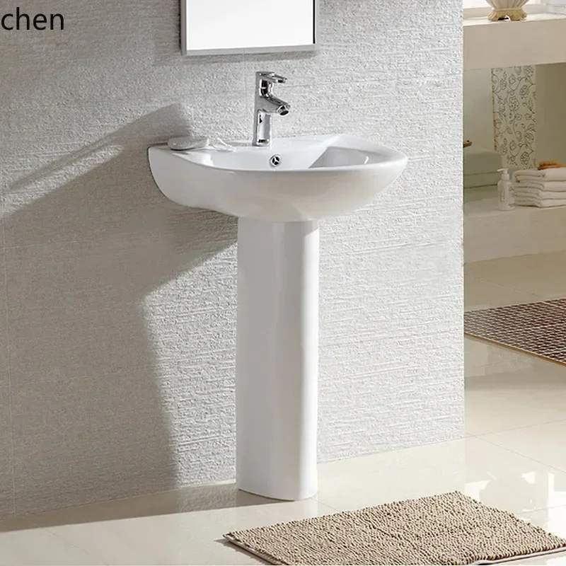 Column Basin Moon-Shaped Standing Wash Basin Factory Direct Sale Ceramic Standing Basin