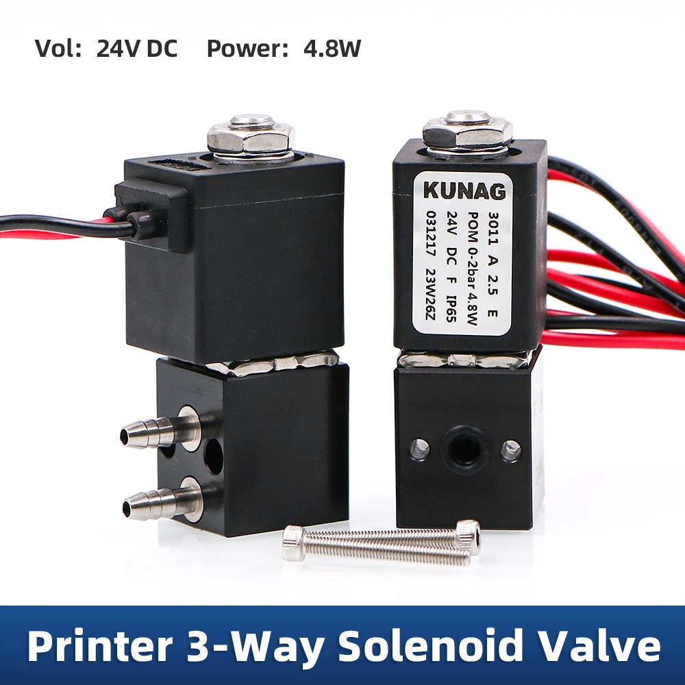 3-way Solenoid Valve for Ricoh Docan KGT UV Flatbed Machine Roll-to-Roll Inkjet Printer DC24V 4.8W Solenoid Valve