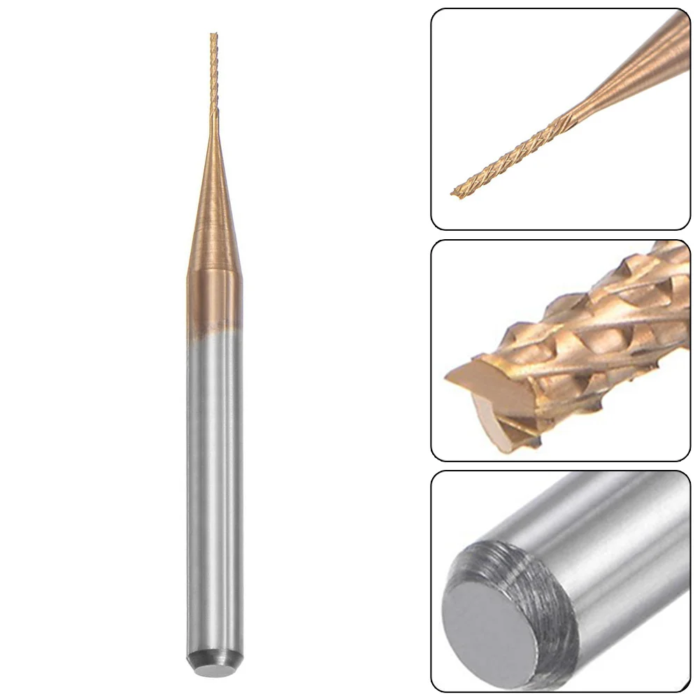 End Mill Premium Coated G05 Tungsten Carbide End Mill Router Bits 05mm x 4mm Cutting Edge Left Hand Milling 1/8 Shank