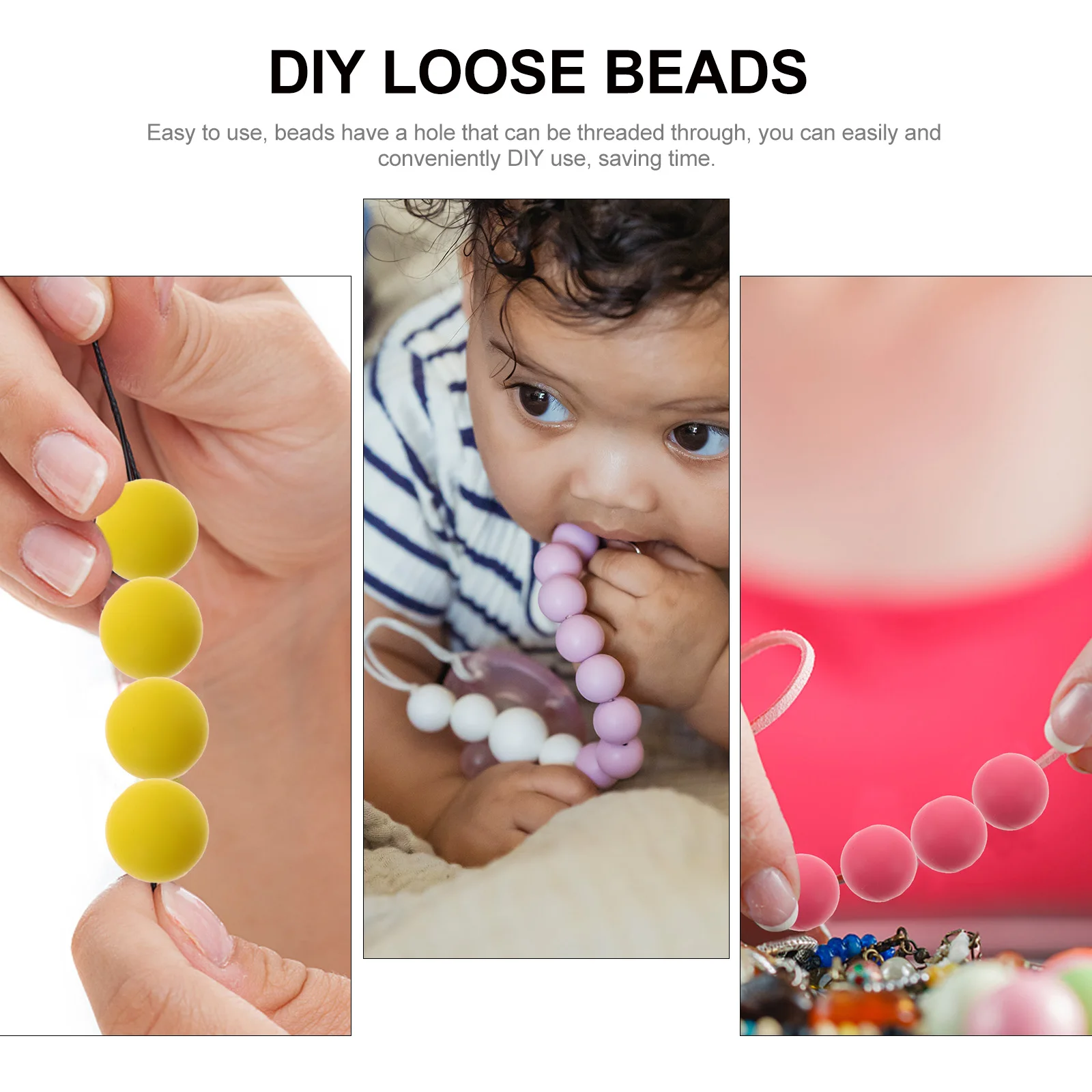 

100pcs Bead Jewelry Small Round Beads for Keychain DIY Diy Bracelet Beads Bracelet Teething Toy Baby Accessories Bulk