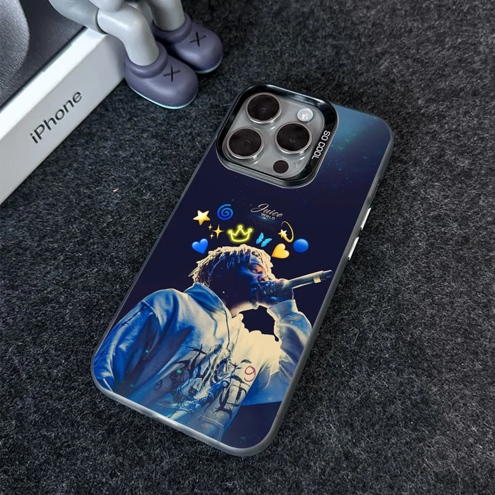 Hip Hop J-Juice Wrld(3) Phone Case IMD Color Silver Shell For IPhone 16 15 14 13 12 Pro Max Plus