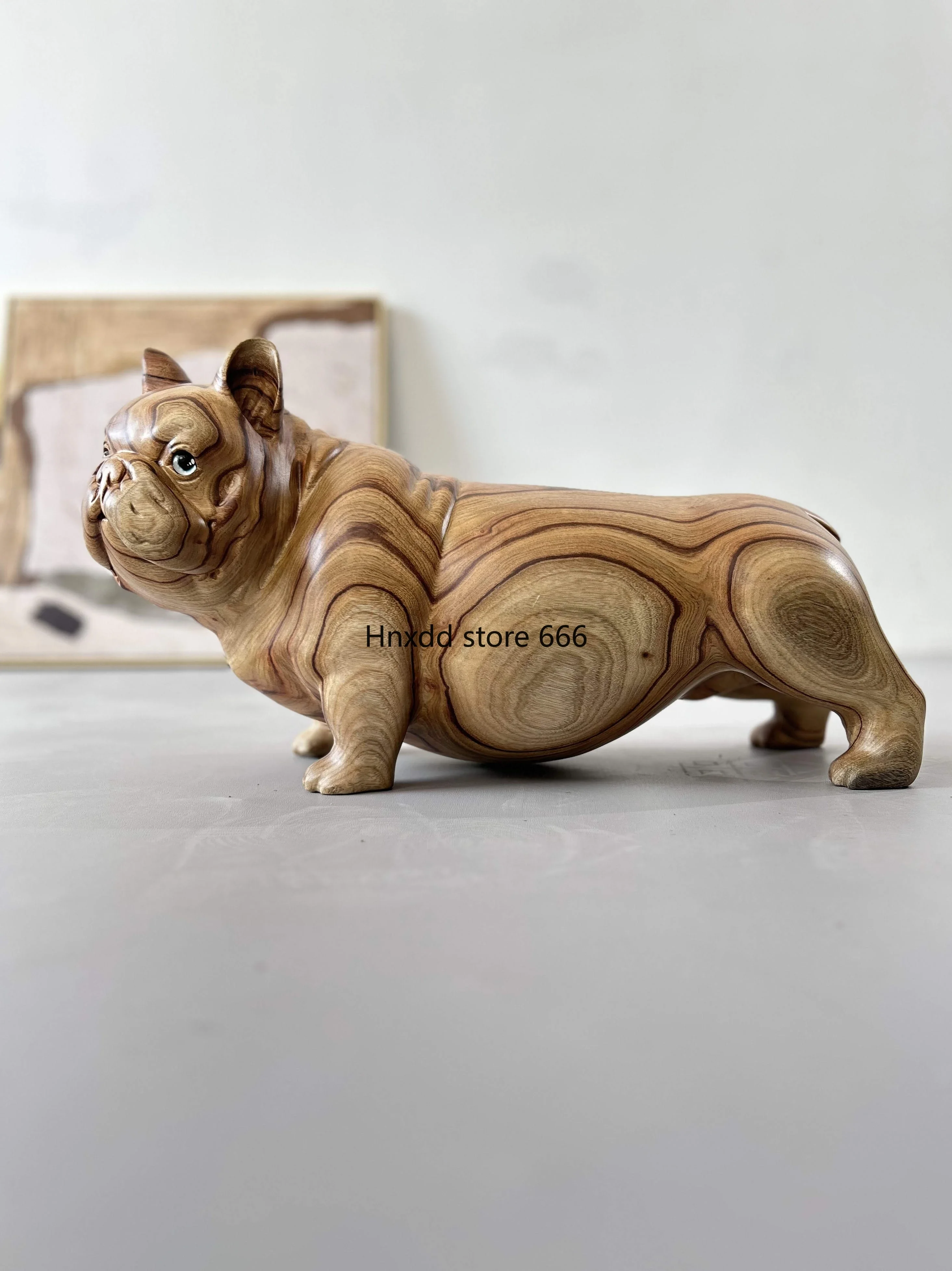 Wabi French Bulldog Tea House B & B ornaments dog stool floor wood carving low stool