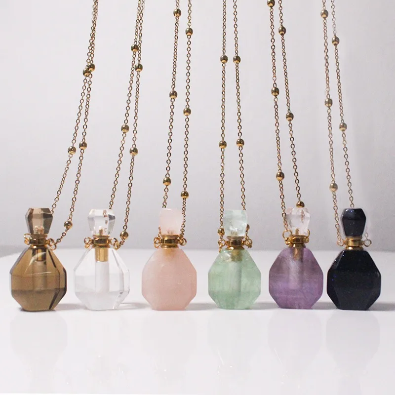 luck-bracelet-hand-string-hongfeng-hall-pink-crystal-white-green-fluorite-oil-bottle-necklace-pendant-hollow-bottle-jewelry-pure