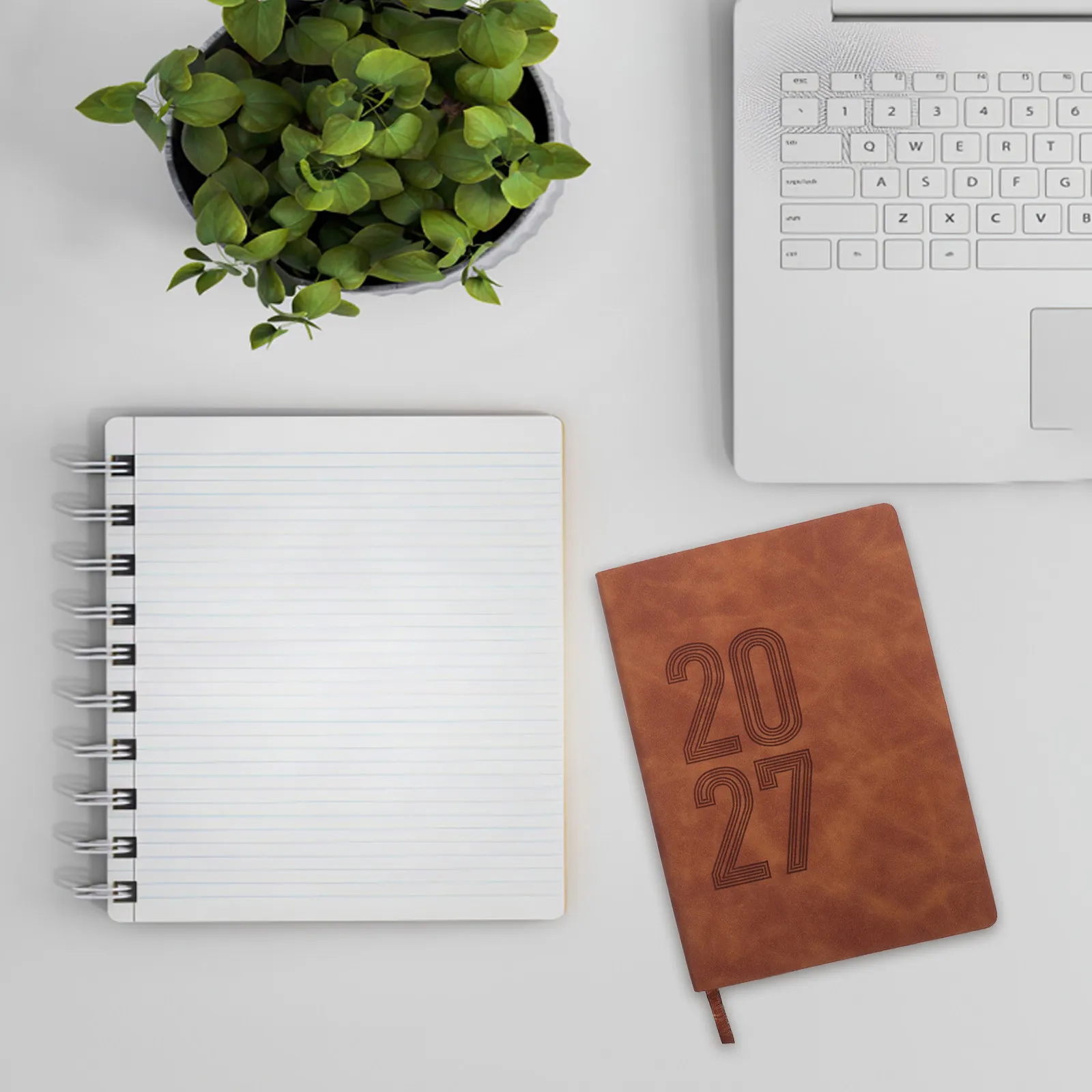 2027 Daily Planner Notebook – Portable Yearly Organizer, 8.3x5.7 Inch Coffee-Themed Work Schedule Diary