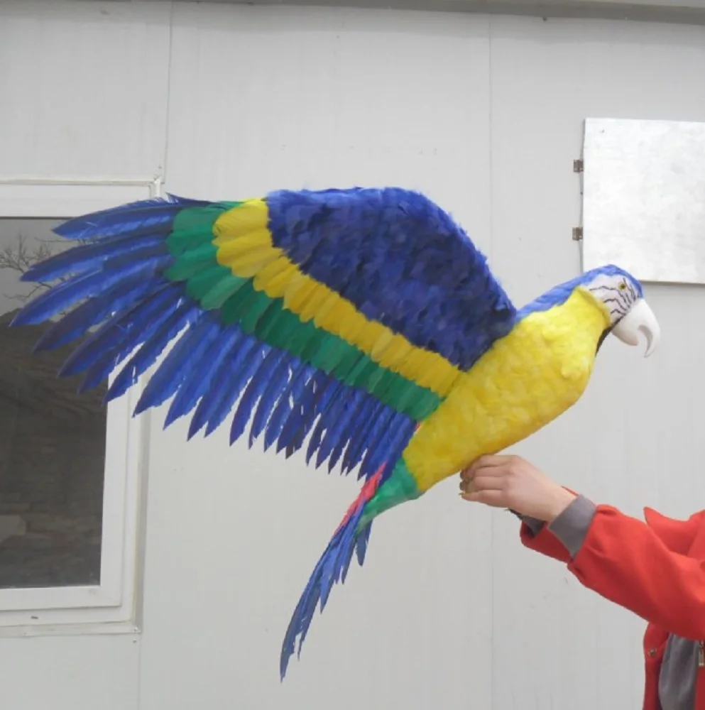 

huge simulation blue&orange parrot toy plastic&fur big wings parrot model gift about 80x140cm