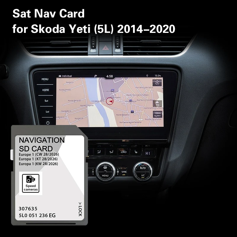 

32GB MIB2 2026 for Skoda Yeti 2014 2015 to 2020 Navigation SD Card Cover Italy Kosovo Kazakhstan Latvia Metal Europe