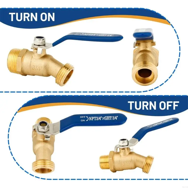 Outdoor Faucet Brass Ball Shut Off Valves with Quarter Turn Handle and Male Threaded Ends for Irrigation Lines and Exterior M4YD
