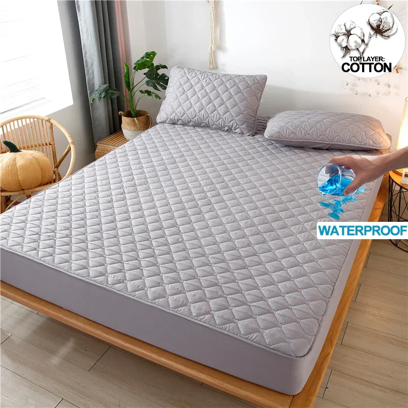 Antibacterial Waterproof Quilted Mattress Protector Cover Extra Thick Cozy, Hypoallergenic Bedding,Customizable Size