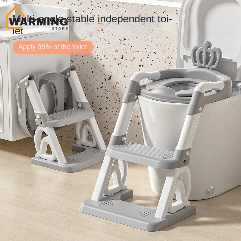 Warming Baby Assisted Toilet Ladder Washroom Ladder Foldable With Toilet Seat Cushion Stair Style Children's Toilet Seat 2024