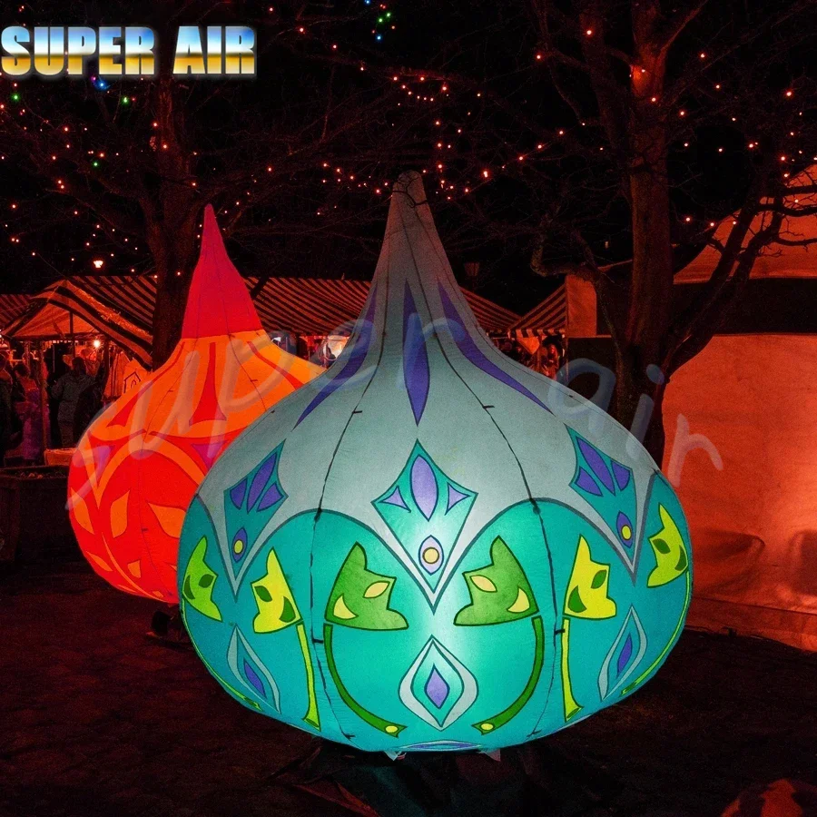 Standing yard balloon customizable lighting large inflatable painted garlic suitable for outdoor events