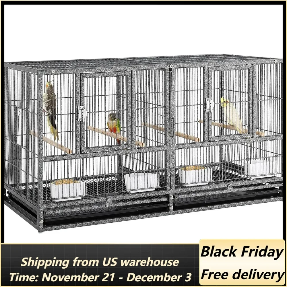 Stackable Bird Cage Divided Breeder Breeding Parakeet Bird Cage for Canaries Cockatiels Lovebirds Finches Budgies Small Parrots