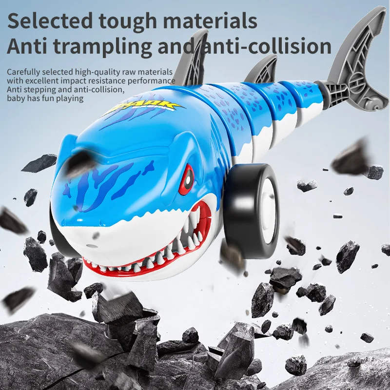 2.4g rc tubarão carro com luz fria dublê rotativa balanço cauda veículo controlado por rádio das crianças brinquedos elétricos para presentes do miúdo
