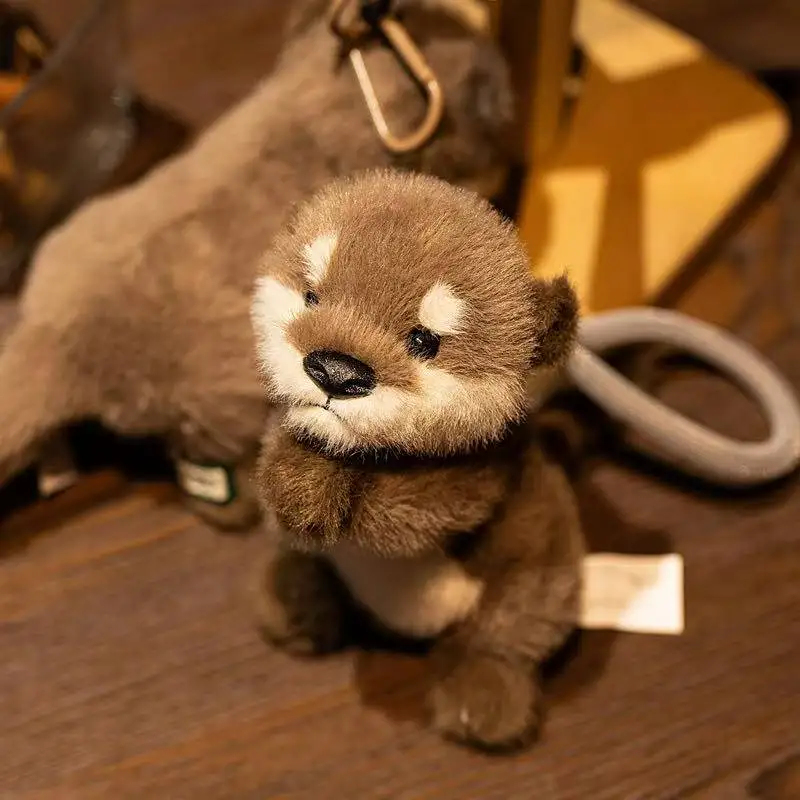 Niedlicher Otter-Plüsch-Schlüsselanhänger, realistischer ausgestopfter Otter-Tier-Anhänger, Puppe, weiche Plüschtiere, Schlüsselanhänger für Tasche, Dekoration, Geschenke, Mädchen