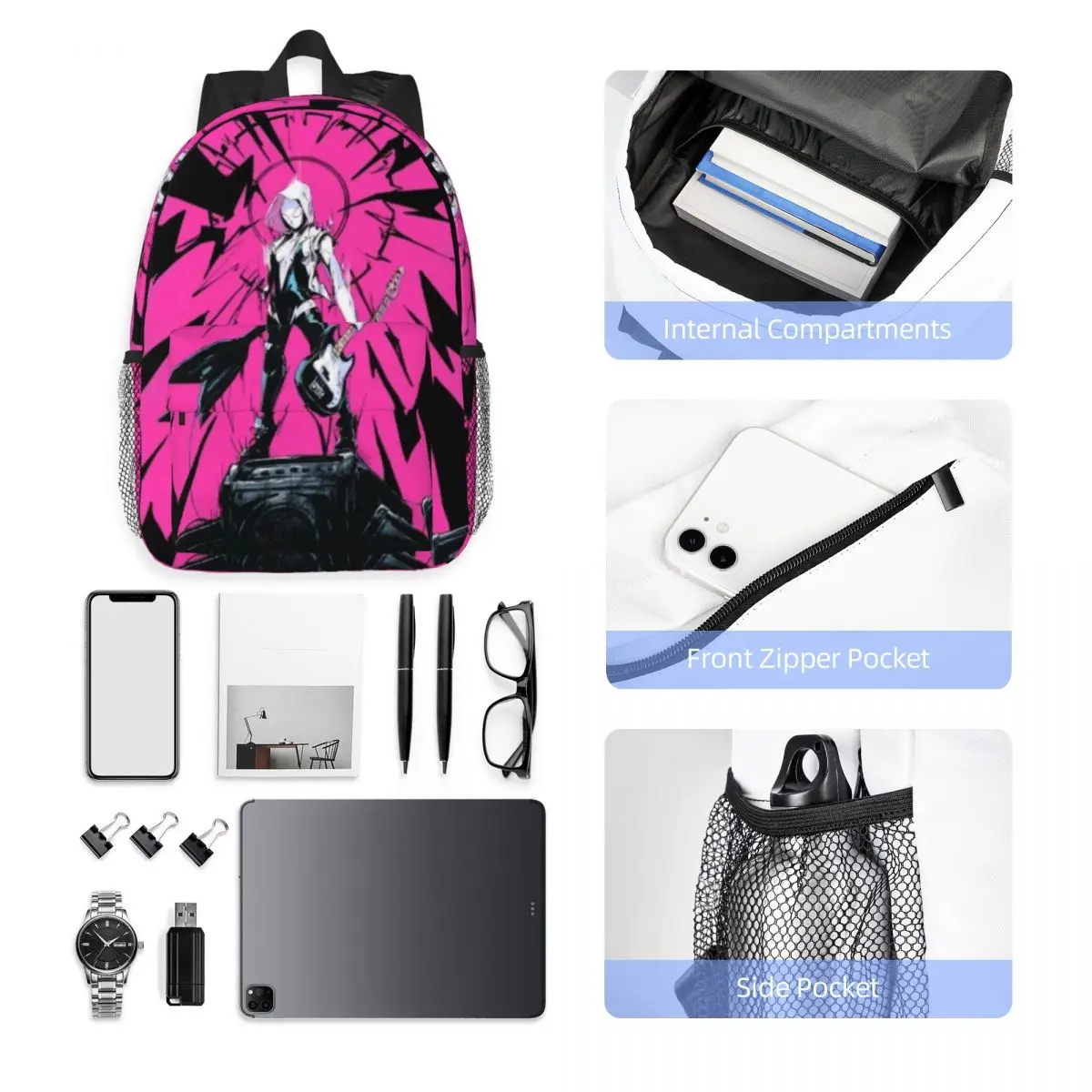 Spider Ghost Lightweight 15-Inch Backpack - Versatile and Stylish Bag for School, Travel, and Daily Use