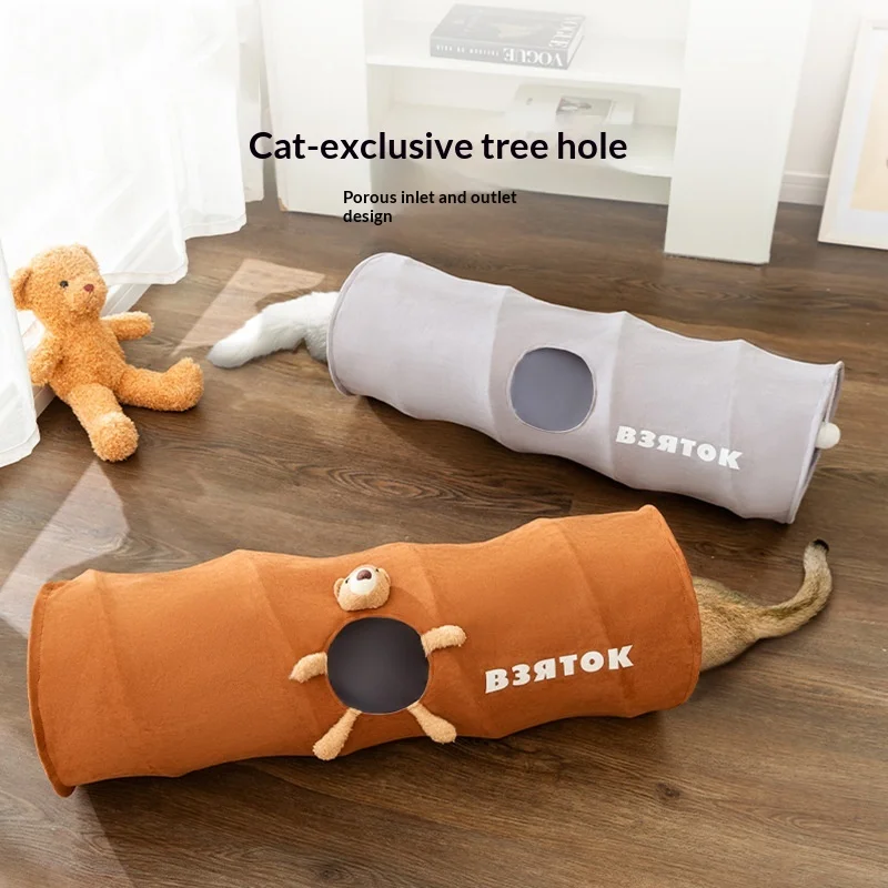 

Foldable Cat Play Tunnel Striped Interactive Toy for Fun Exploration Collapsible All in One Kitten Toy Easy to Store for Indoor