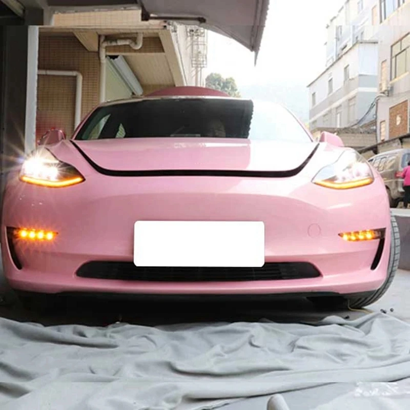 Auto LED Daytime Running Lights Modified Front Bumper Fog Lights Turn Indicators For Tesla Model 3 Y 19-22 image 3