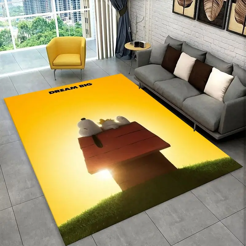 HD Funny S-Snoopy Cartoon Dog Carpet Rug for Playroom Bedroom Living Room Sofa Home Decor,Game Area Rug Non-slip Floor Mat Fest