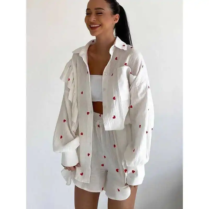 

Летний женский комплект из бежевого хлопка: футболка и шорты, модный V-образный вырез, зимняя коллекция для женщин среднего возраста