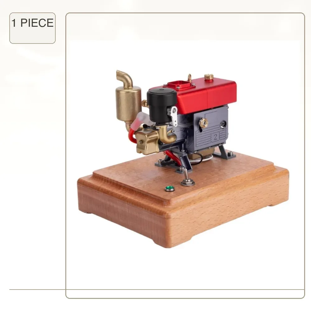 MUSA Single Cylinder Diesel Engine Model 2.2CC Brass Mini 4-stroke Engine with CDI Igniter Base for RC Car Ship Model