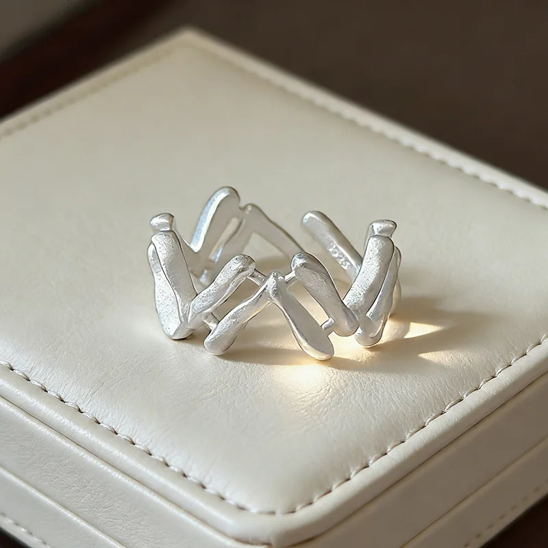 VENTFILLE 925 Stamp Silver Lrregular Double-layer Ring For Women Girl Versatile Korean Simple Jewelry Fashion Gift Dropshipping