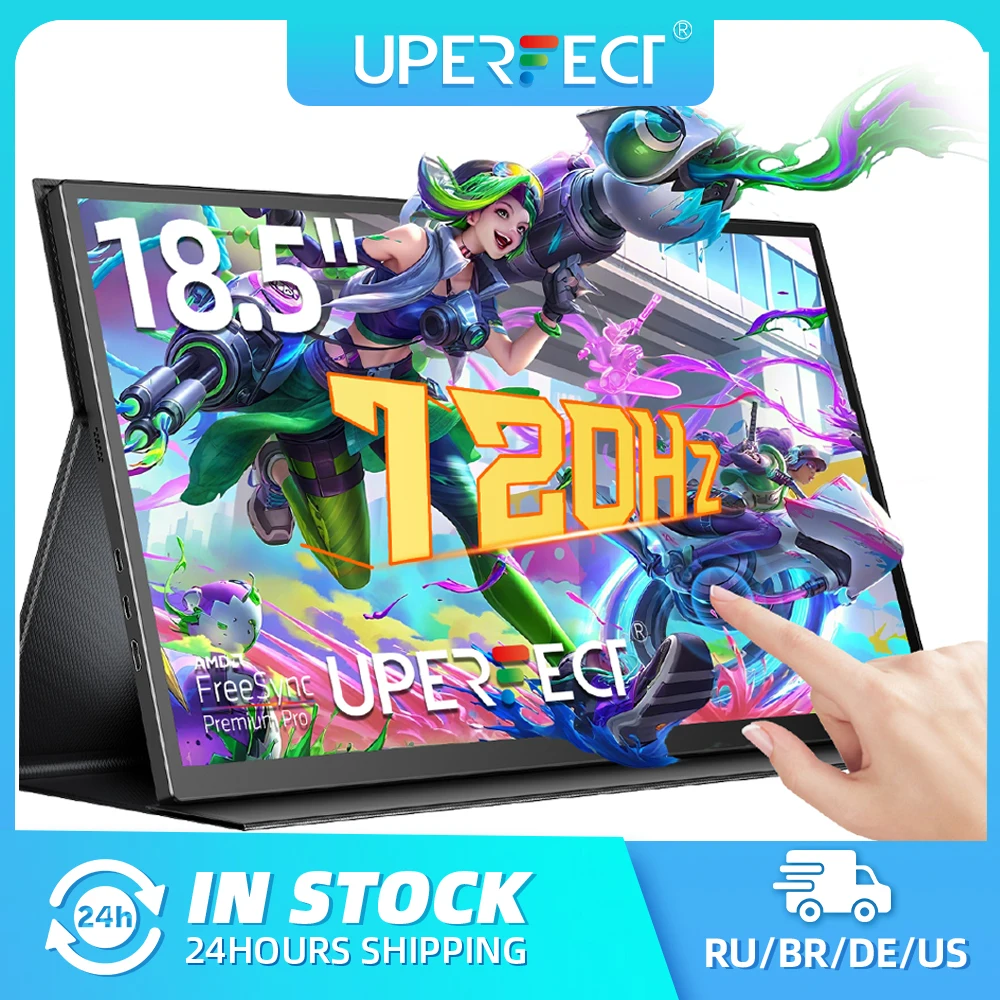 UPERFECT 18.5" TouchScreen Portable Monitor 120Hz FreeSync Gaming Display Extender USB C HDMI for PC Laptop Huawei Mobile Phone
