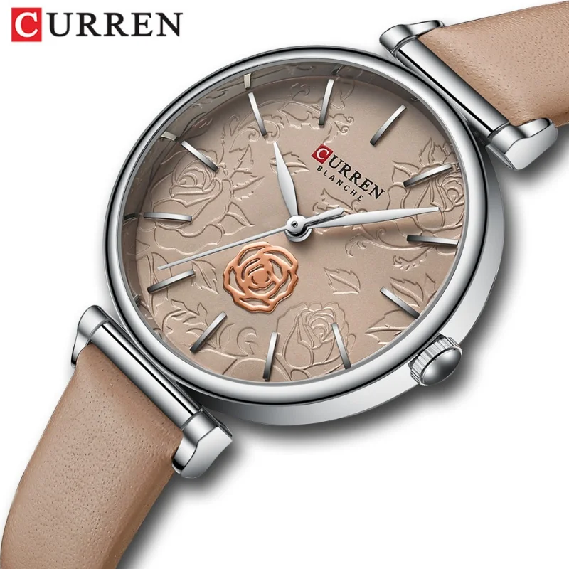 Curren 9078 Women's Leather-Belt Watch Waterproof Quartz Watch Fashion Casual Watch