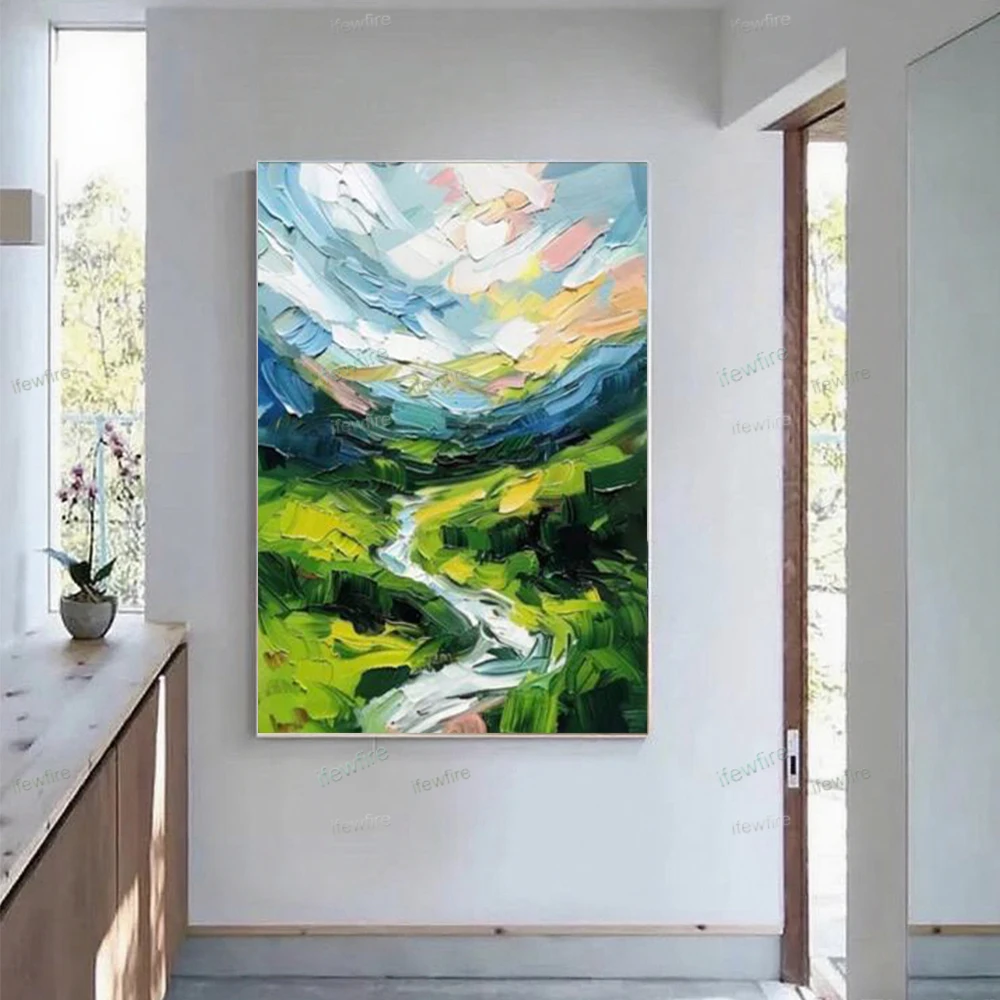 

Top Aritist Large 100%Handpainted Canvas Oil Painting Modern Abstract Colorful Landscape Picture Wall Art Living Room Home Decor
