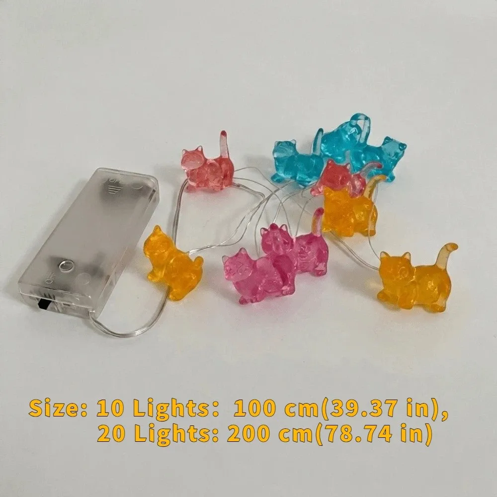 10/20pcs Lights Cat Shaped String Lights Cute Battery Operated Kitten Decorative Light Cartoon Christmas Tree Decorative Lights view 6