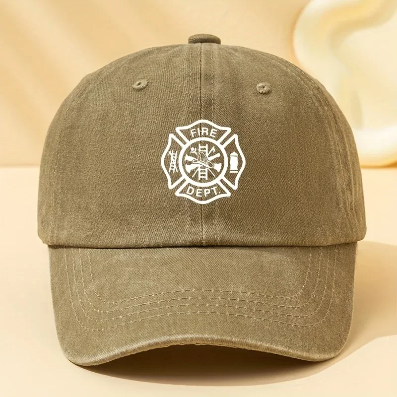 Customization FIRE DEPT Water-Washed Vintage Baseball Cap, Adjustable Curved Brim Hat For Outdoor Leisure, Party, Hip-Hop, Truck