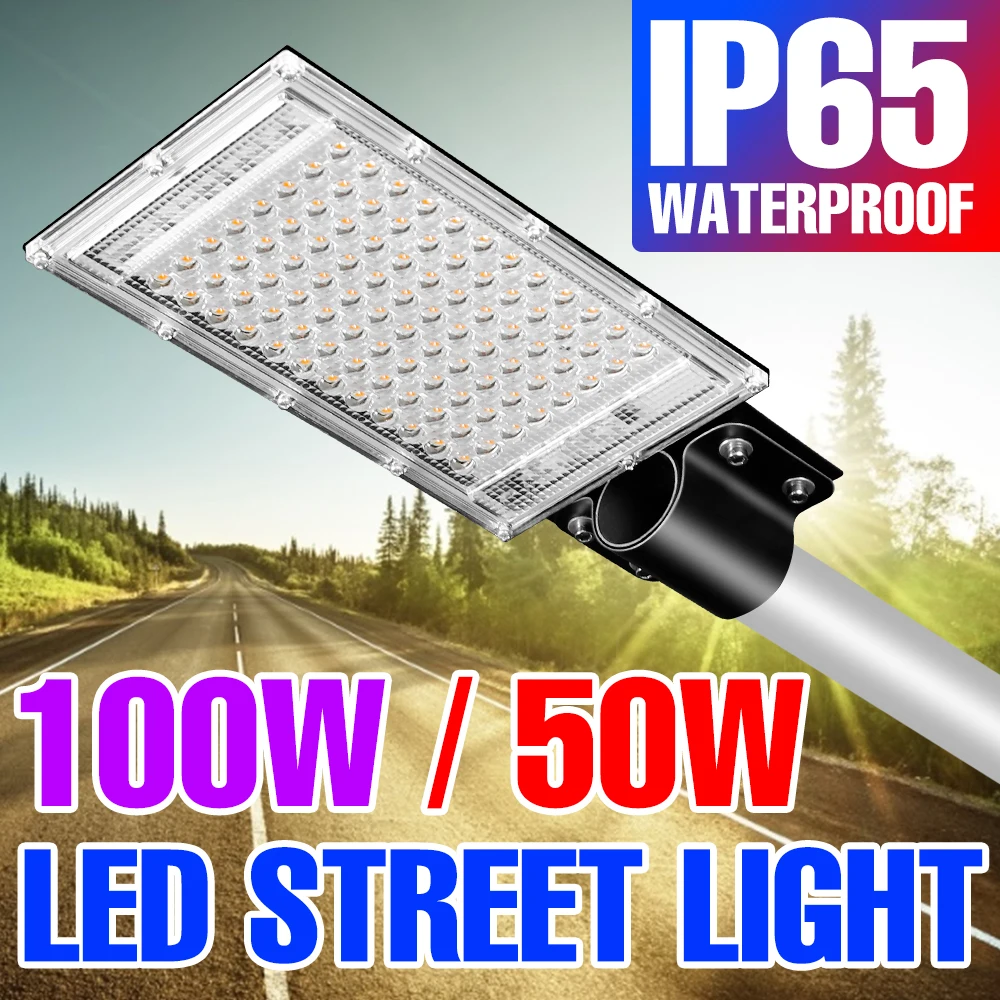 LED Refletor 220V Street Lamp IP65 Waterproof Flood Light Outdoor Lighting Garden Spotlight 50W 100W Led Road Lights With Pole