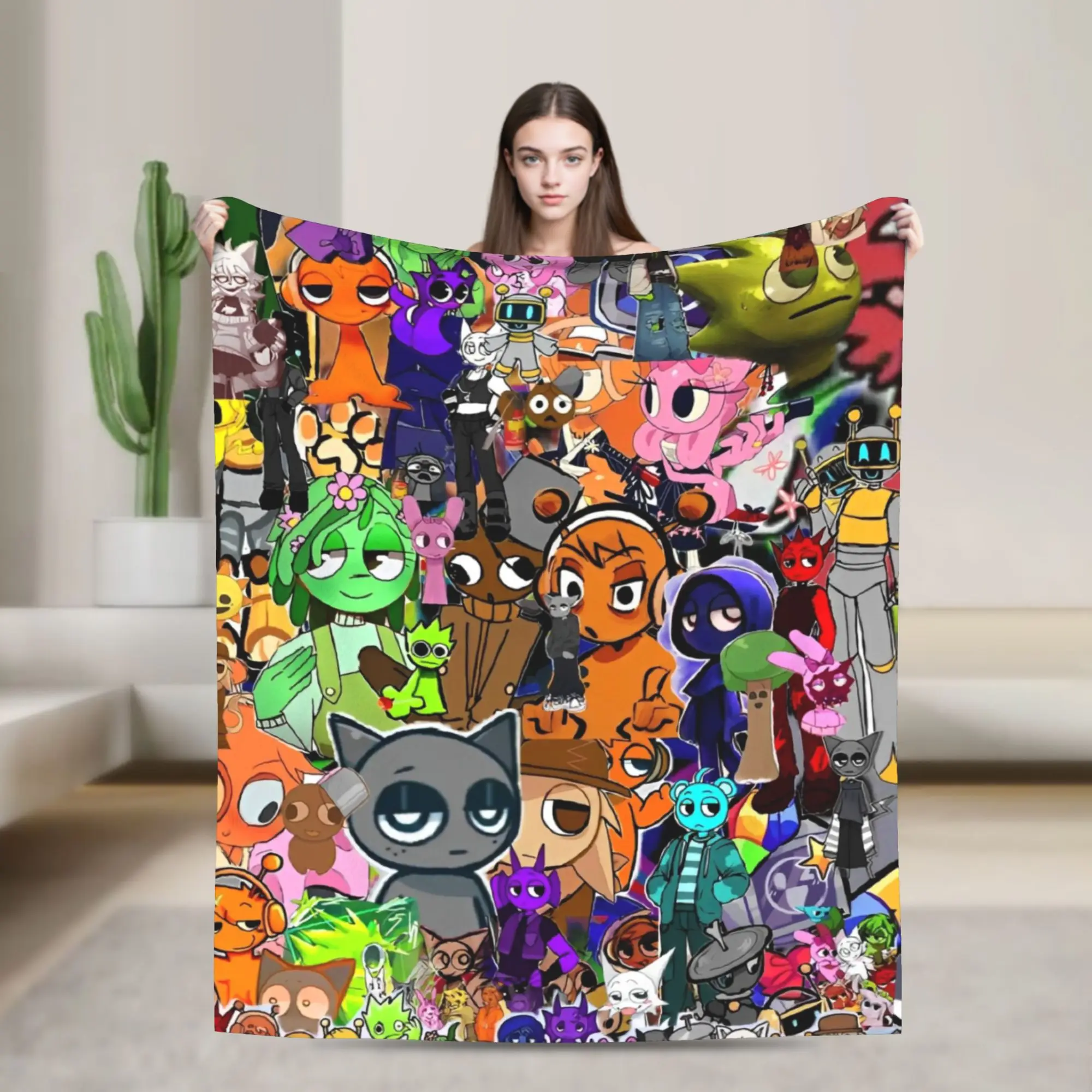 

Одеяло Sprunki, игровая плюшевая новинка, теплые пледы для украшения дома