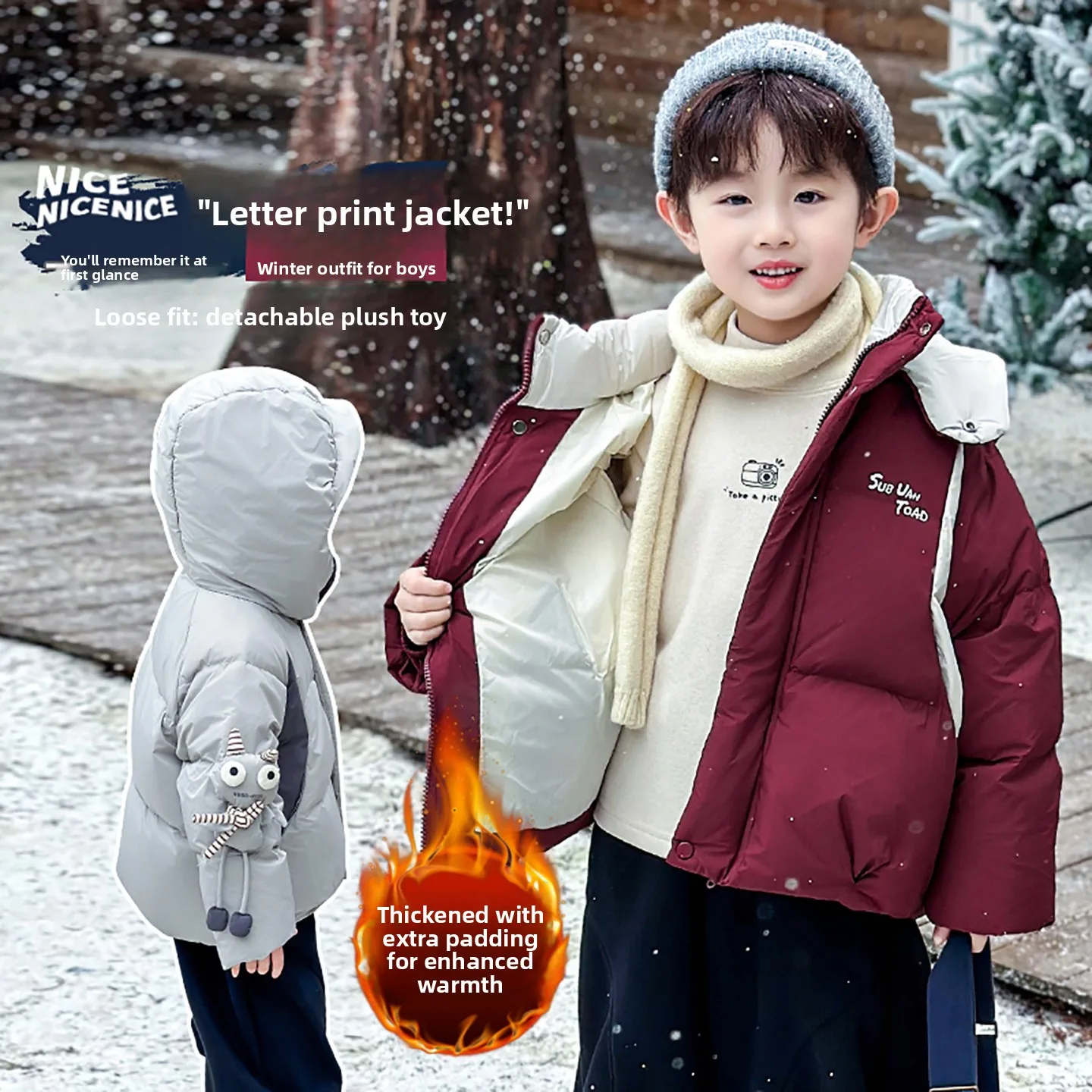 

Утепленная теплая хлопковая куртка для мальчиков: модная зимняя детская одежда из полиэфирного волокна, приталенный крой, с капюшоном, на молнии