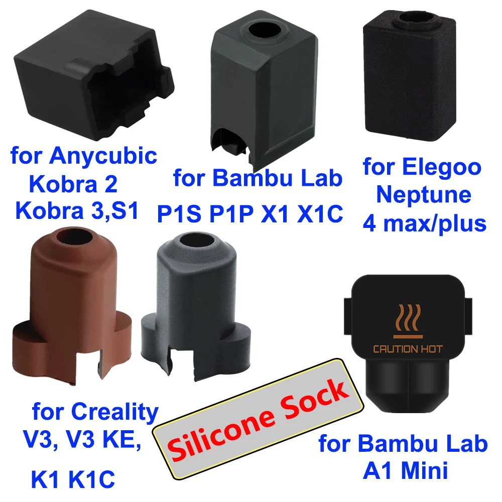 

1/3/5Pcs Silicone Socks for QIDI Plus 4 X-Max3 Bambulab X1 P1P A1 Mini Ender3 V3 K1 Max Anycubic Kobra 2/3/S1 Block Case Sleeve