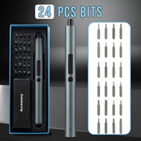 Mini Electric Screwdriver Set 28-in-1 with 24 S2 Magnetic Precision Bits 2 Torque Settings for iPhone PC RC Watch Repair Tools