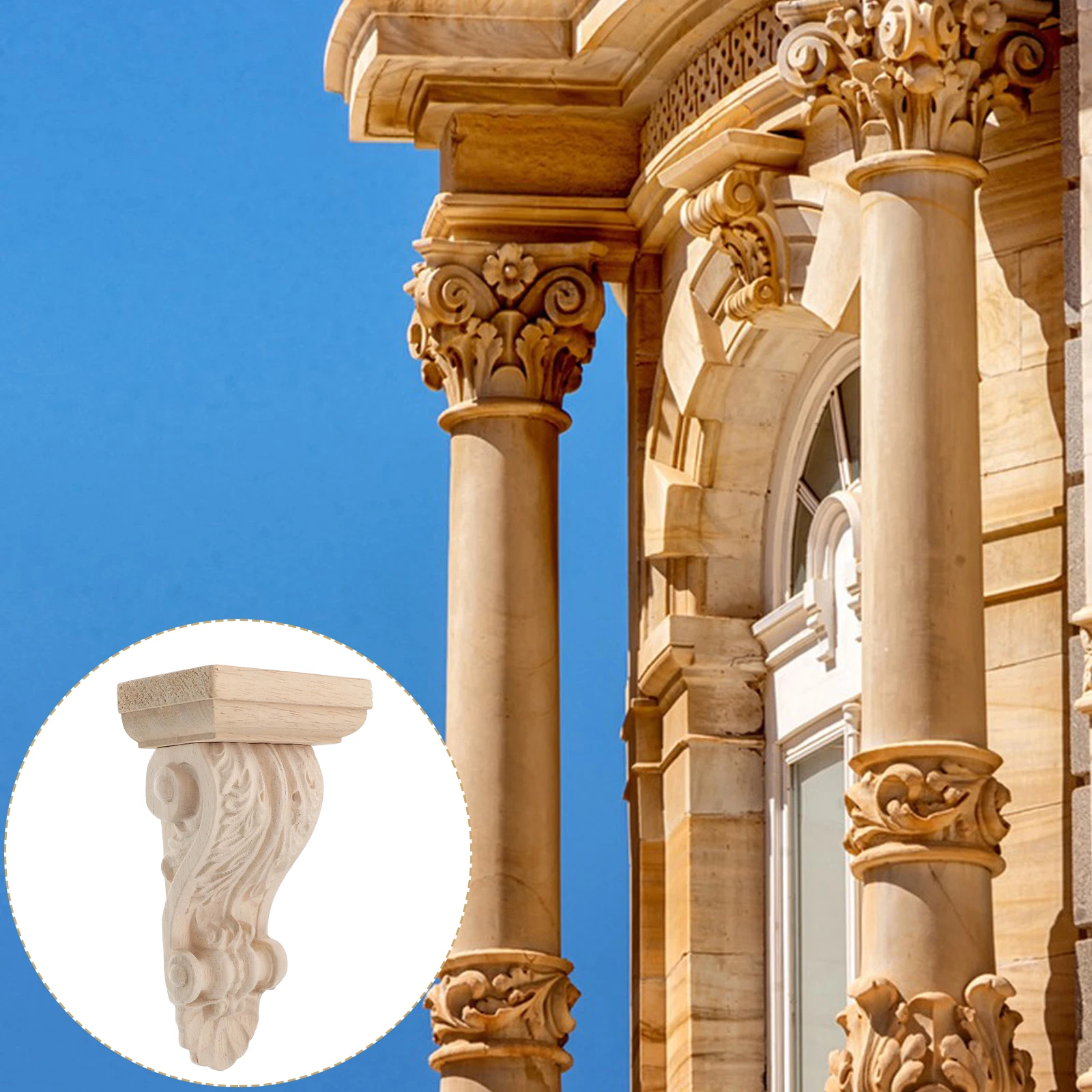 

Roman Column Corner Flower Decoration Wood Corbel Carved European Arch Wall Pediments Decorative Appliques Home Decors