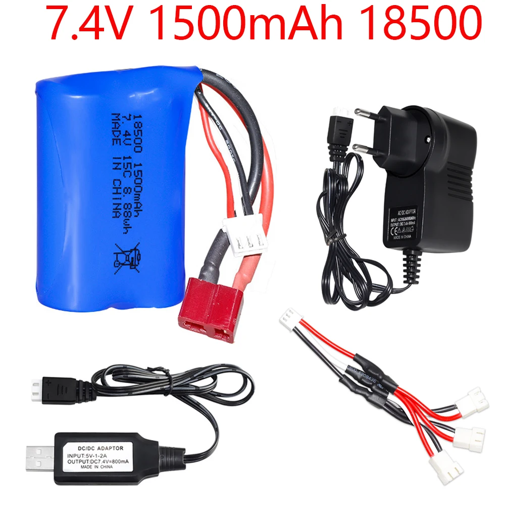 Li-ion battery for HBX 16889 16889A 16890 16890A SG1601 SG1602 1/16 4WD R/C truck spare parts 7.4V 1500mAh 18500  battery T PLUG