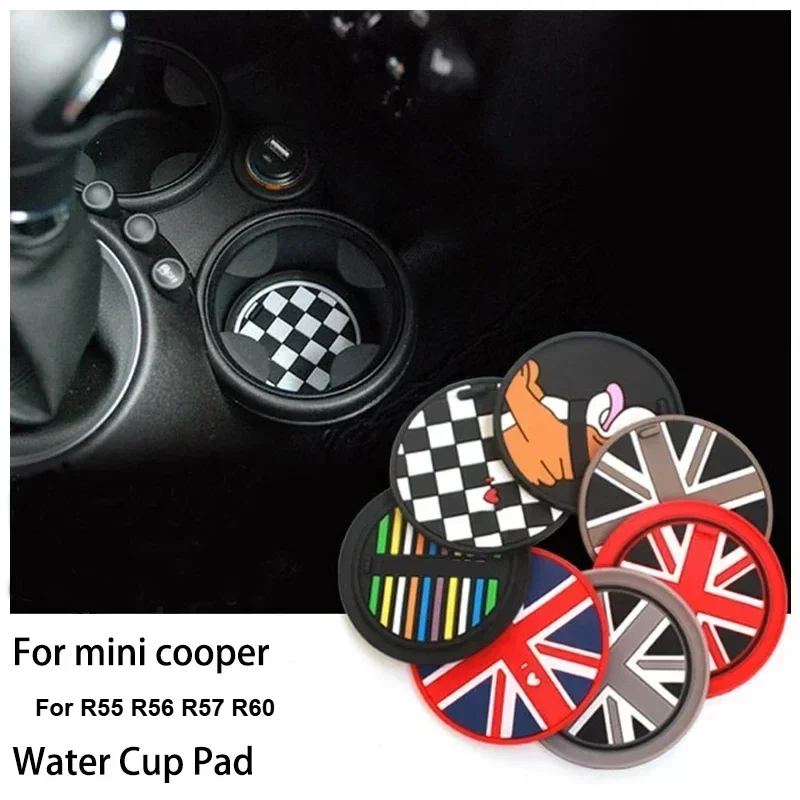 3pcs/4pcs Union Jack For Mini Cooper Clubman For R55 R56 R57 Countryman Car Cup Pad Groove Coaster Auto Non-slip Mat Pad
