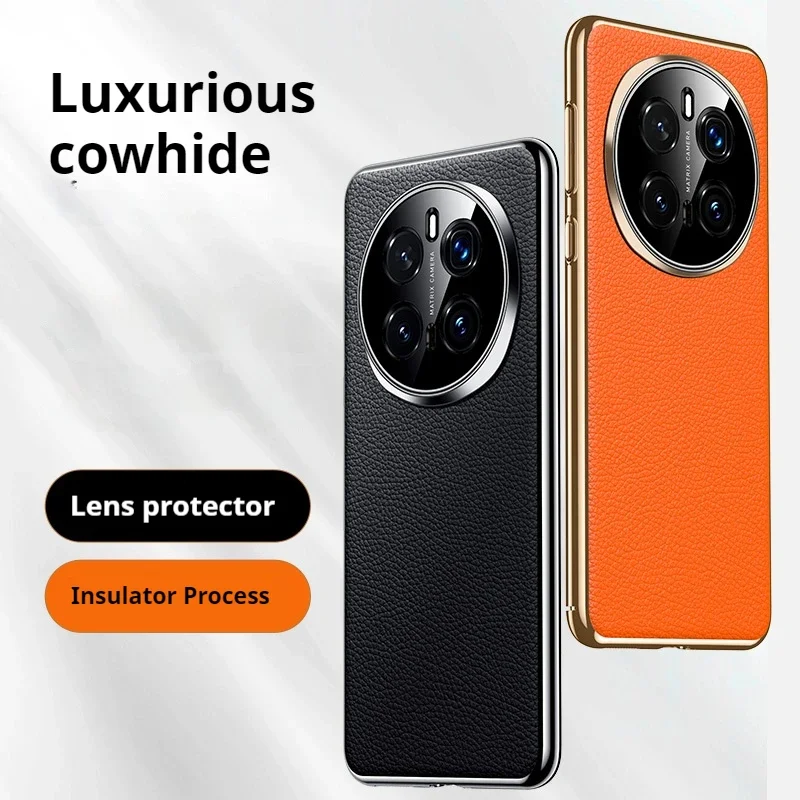 

Cowhide Leather Phone Case for Honor 200 X9C Smart Magic 8 7 6 Pro Plating Bumper Full Lens Protection Back Cover Cases