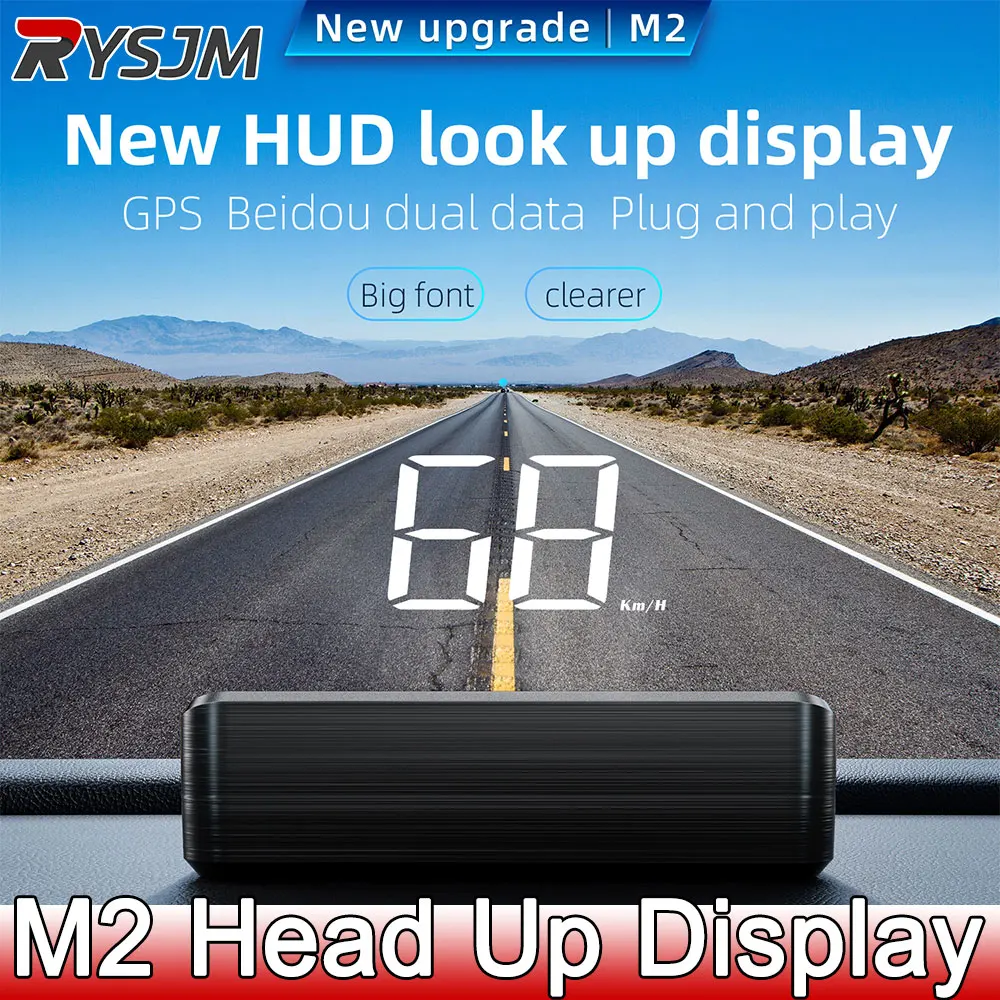 Voiture tête haute HD affichage M2 GPS compteur de vitesse vitesse KMH numérique HUD pare-brise projecteur pour toutes les voitures Auto électronique accessoires