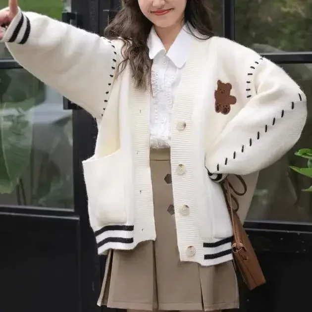 Little Bear Cardigan Jacket, Autumn and Winter New Style, Loose and Gentle, Women\'s Knitted Top, Outerwear Women\'s Clothing