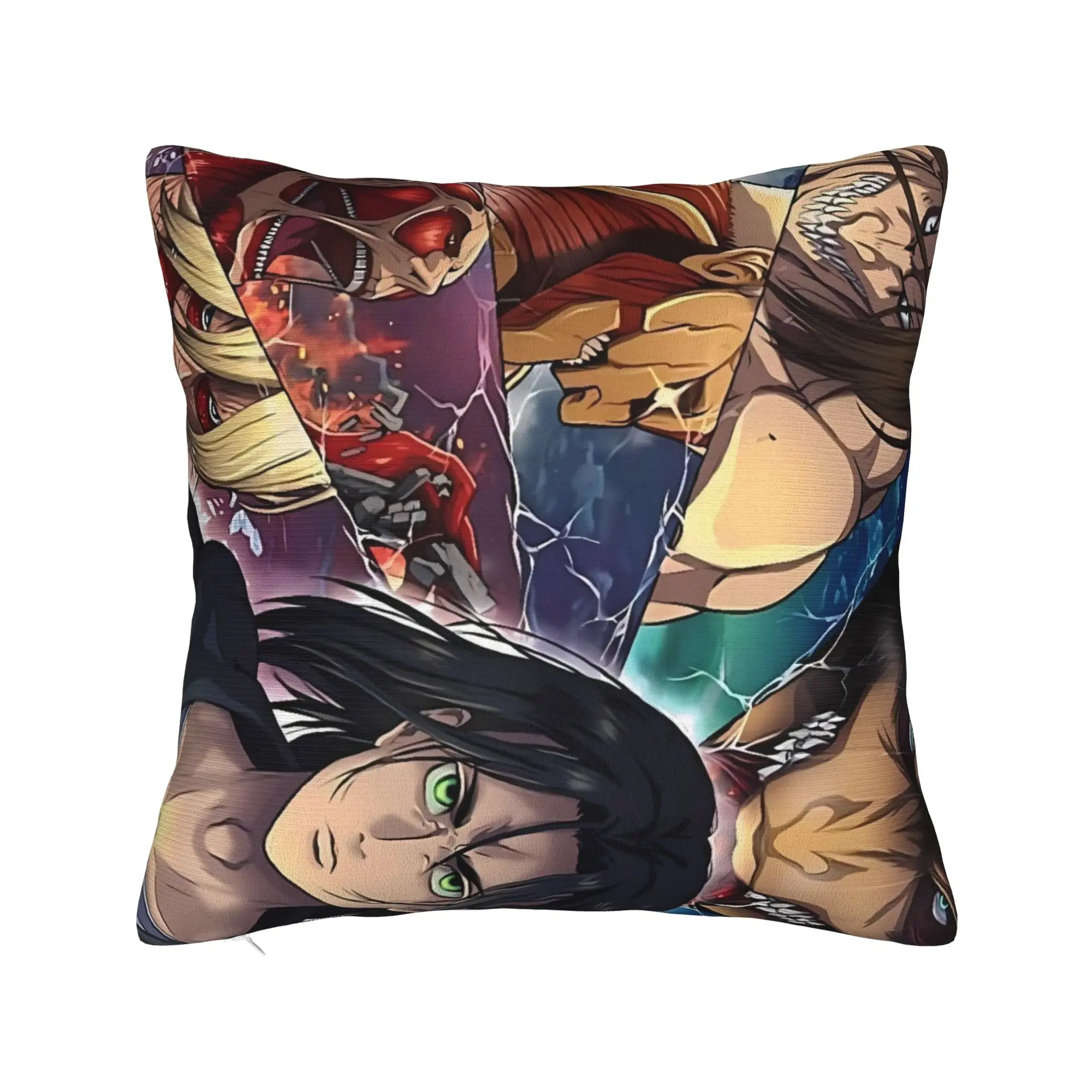 Pillow Case Attacks on Titans Design  Pillow Cover For Sofa Car Home Decor Retro Trendy Pillowcases