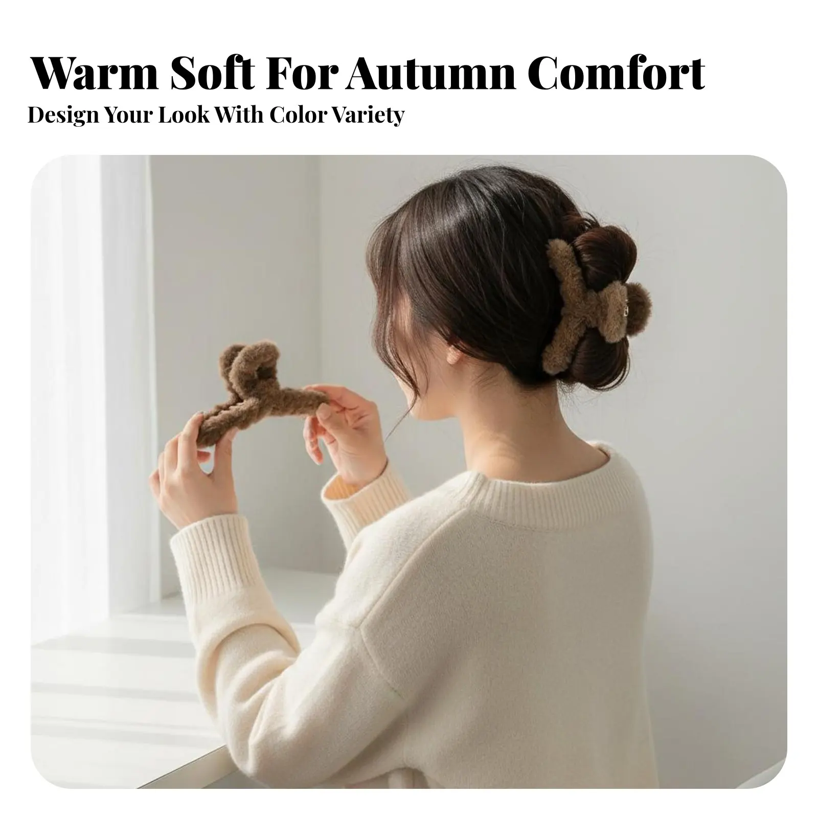 

Furry Grip Fastener Korean Design Furry Fastener Furry Jaw Clamp Strong Hold Fuzzy Hair Clamp Nonslip for Women, Everyday Wear