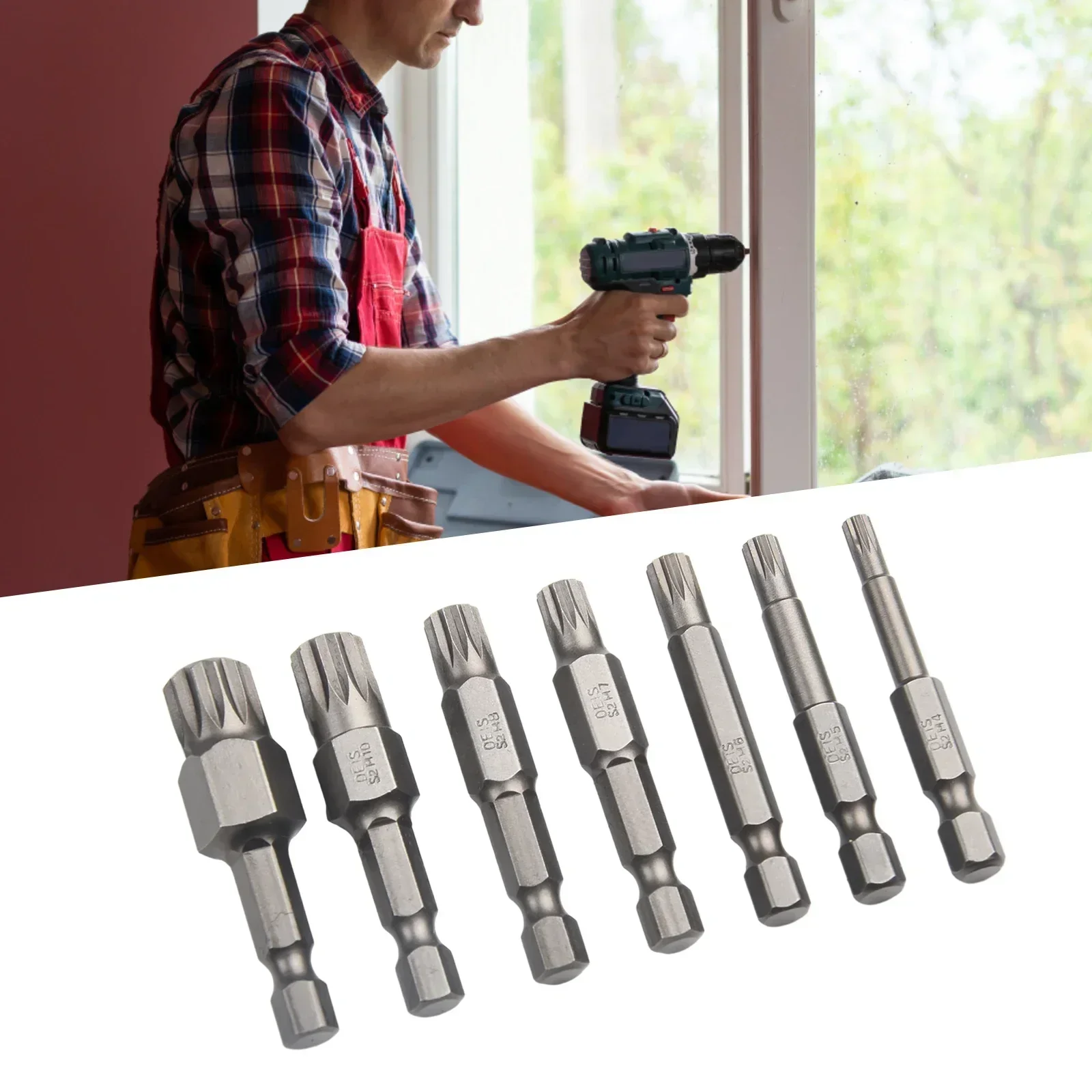 7pcs/Set 50mm 12 Point Torx Screwdriver Bit Hex Shank Magnetic M5 M6 M7 M8 M10 M-12 Electric Manual Screwdriver Air Drill Bit