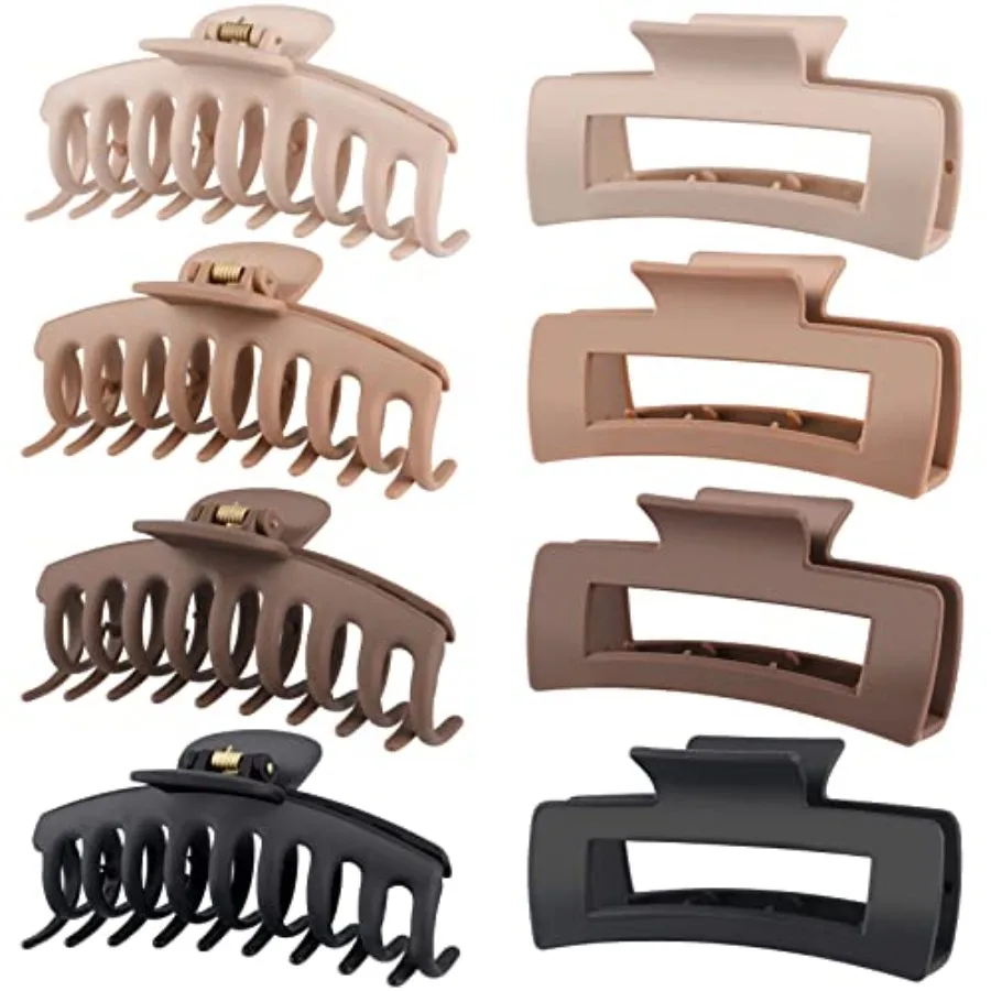 Hair Clips for Women: 4.3 Inch Large Matte Banana Claw Clips for Thin, Thick Curly Hair Strong Hold Jaw Clips in Neutral Colors