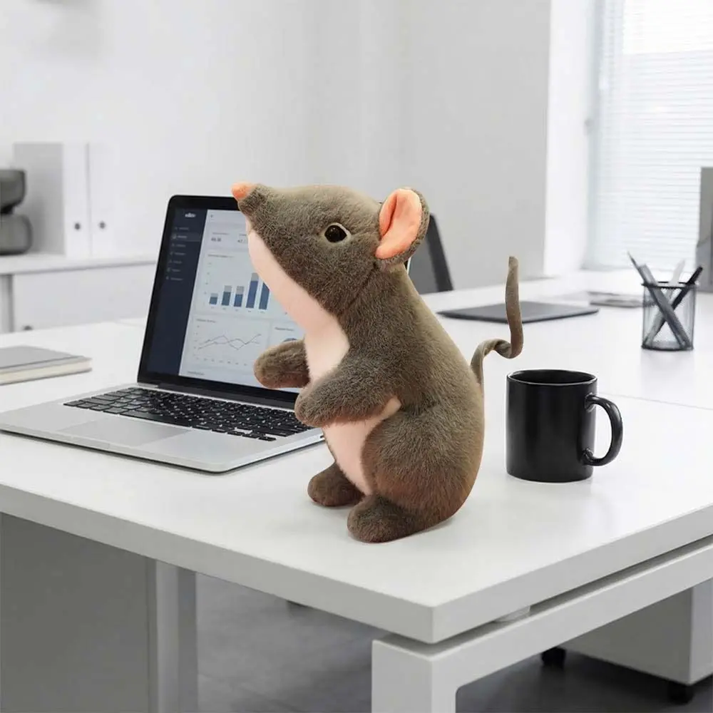 Funny 27CM Simulated Mouse Kawaii Cartoon Lively Cute Stuffed Rat Lifelike Little Mouse Delicate Mouse Desktop Pets