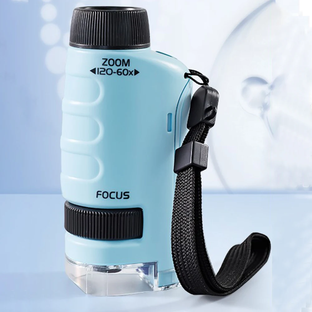 Lab Handheld Microscope with LED Light Battery Powered Kids Science Microscope Home School Biological Science Educational Toys