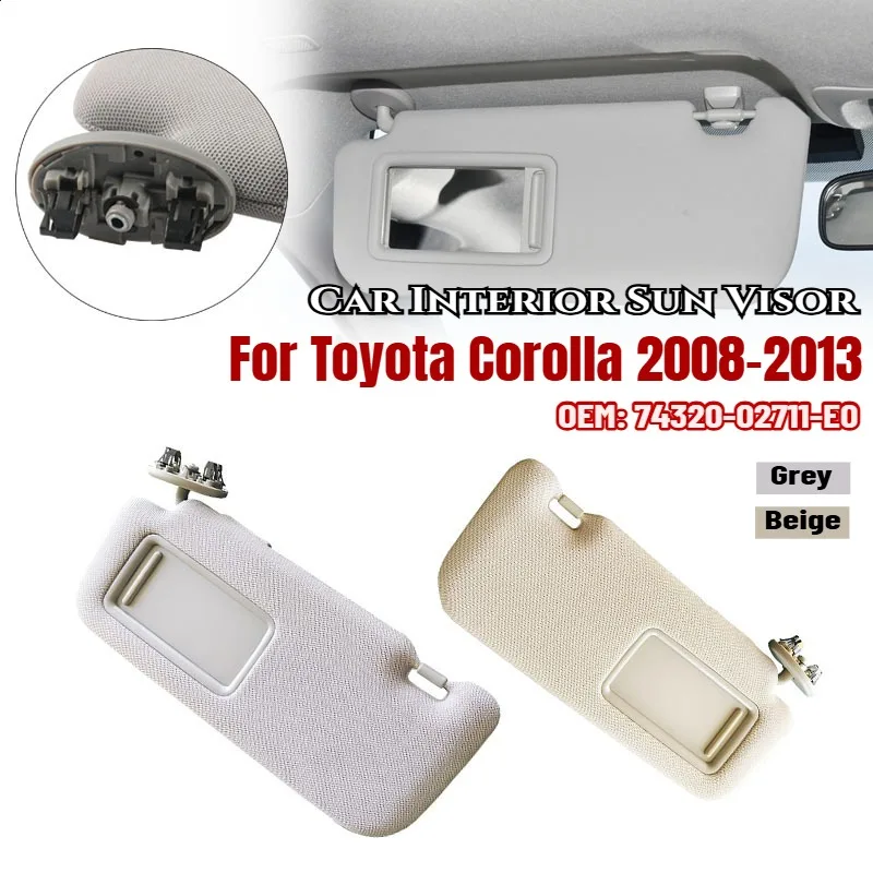 

Для Toyota Corolla 2008-2013 салон автомобиля солнцезащитный козырек с зеркалом серо-бежевый солнцезащитный козырек левый и правый водитель со стороны пассажира