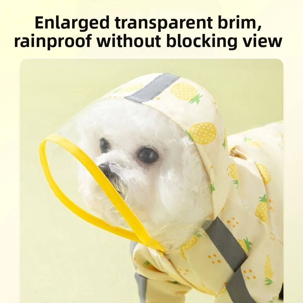 

Stylish Waterproof Dog Hooded Raincoat Windproof Reflective Four Leg Raincoat Towable Adjustable Pet Rain Jacket Cats